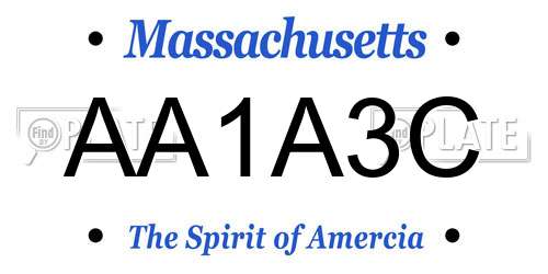 AA1A3C Massachusetts License Plate