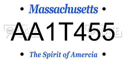 AA1T455 Massachusetts License Plate