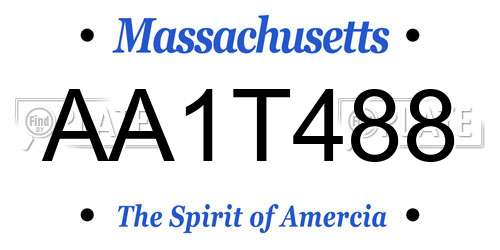 AA1T488 Massachusetts License Plate