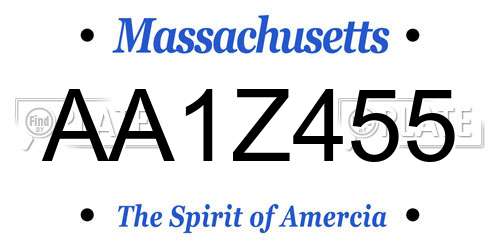 AA1Z455 Massachusetts License Plate