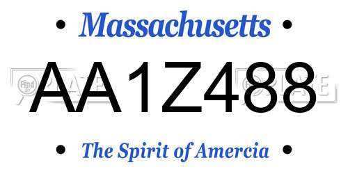 AA1Z488 Massachusetts License Plate