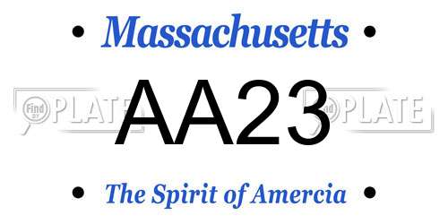 AA23 Massachusetts License Plate