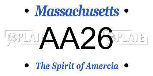 AA26 Massachusetts License Plate