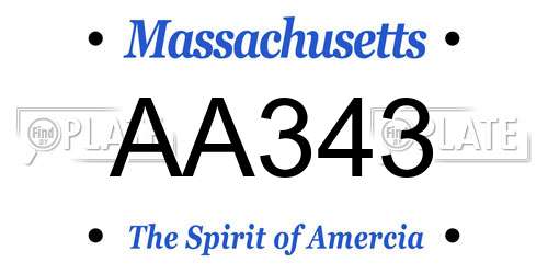 AA343 Massachusetts License Plate