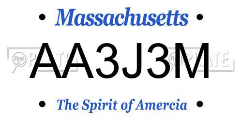 AA3J3M Massachusetts License Plate