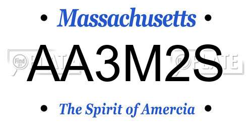 AA3M2S Massachusetts License Plate