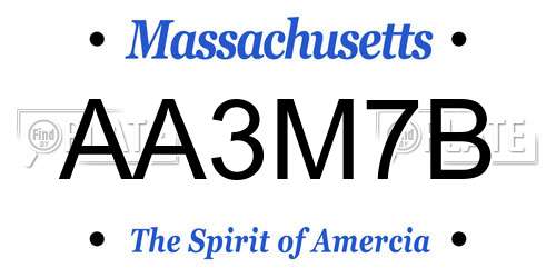 AA3M7B Massachusetts License Plate