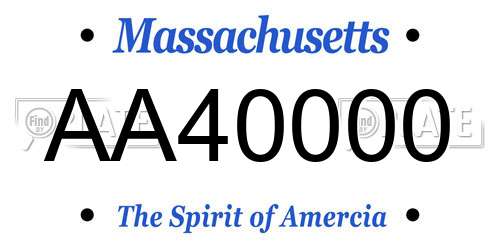 AA40000 Massachusetts License Plate