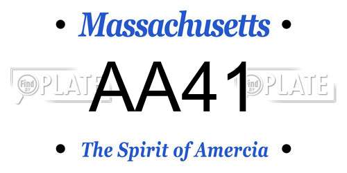 AA41 Massachusetts License Plate