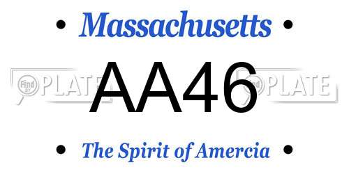 AA46 Massachusetts License Plate