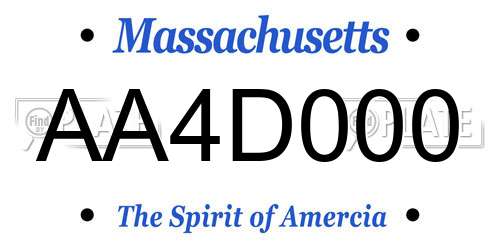AA4D000 Massachusetts License Plate