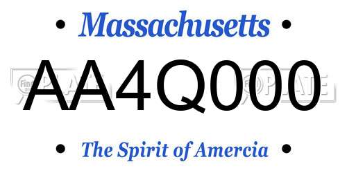 AA4Q000 Massachusetts License Plate