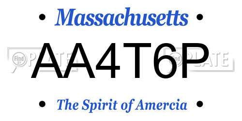 AA4T6P Massachusetts License Plate