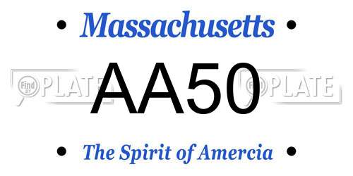 AA50 Massachusetts License Plate