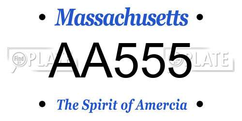 AA555 Massachusetts License Plate