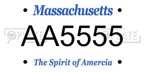 AA5555 Massachusetts License Plate