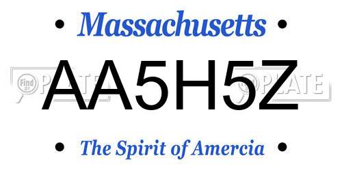 AA5H5Z Massachusetts License Plate
