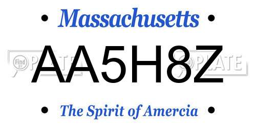 AA5H8Z Massachusetts License Plate