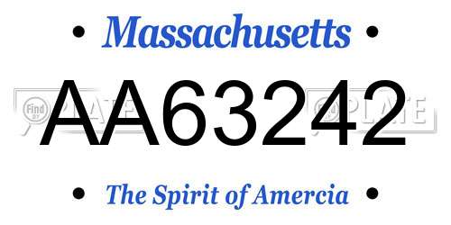AA63242 Massachusetts License Plate