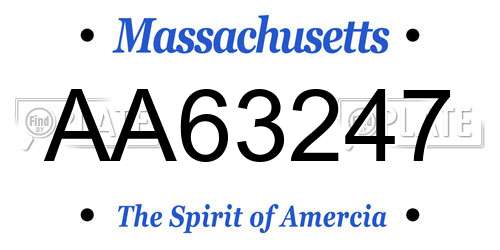 AA63247 Massachusetts License Plate