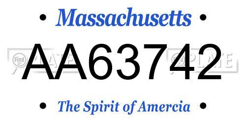AA63742 Massachusetts License Plate