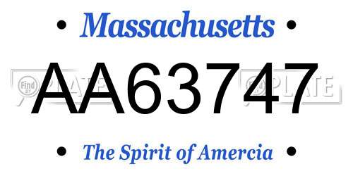 AA63747 Massachusetts License Plate