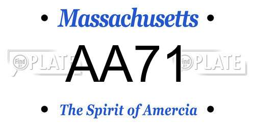 AA71 Massachusetts License Plate
