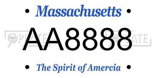 AA8888 Massachusetts License Plate