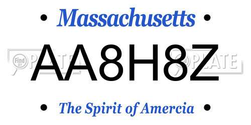 AA8H8Z Massachusetts License Plate