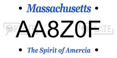 AA8Z0F Massachusetts License Plate