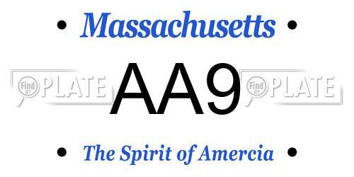 AA9 Massachusetts License Plate