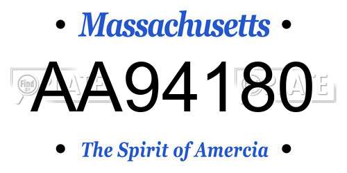 AA94180 Massachusetts License Plate