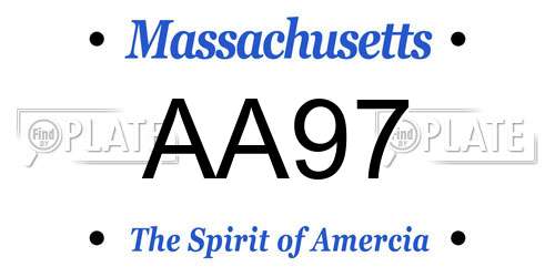 AA97 Massachusetts License Plate