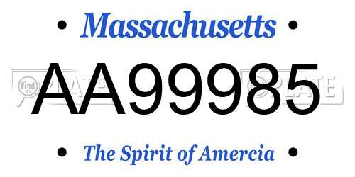 AA99985 Massachusetts License Plate