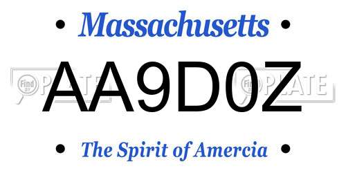AA9D0Z Massachusetts License Plate