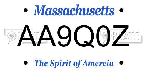 AA9Q0Z Massachusetts License Plate