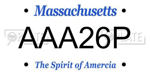 AAA26P Massachusetts License Plate
