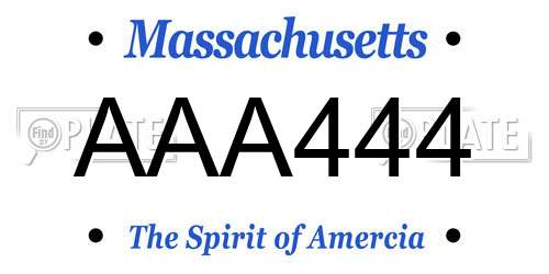 AAA444 Massachusetts License Plate