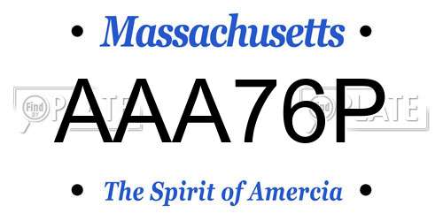 AAA76P Massachusetts License Plate