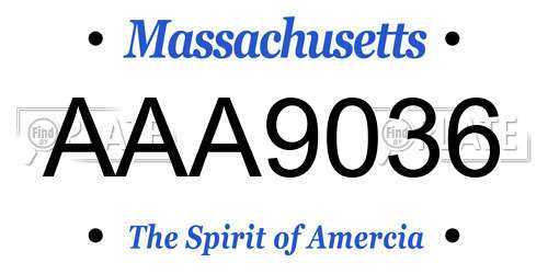 AAA9036 Massachusetts License Plate