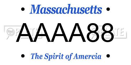 AAAA88 Massachusetts License Plate