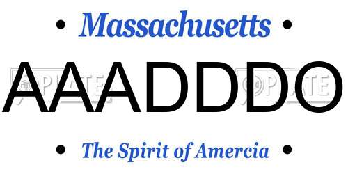AAADDDO Massachusetts License Plate