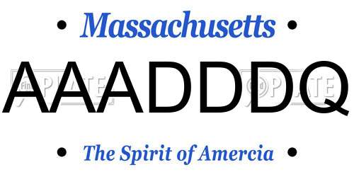 AAADDDQ Massachusetts License Plate
