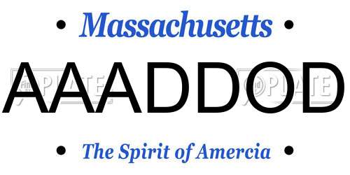 AAADDOD Massachusetts License Plate