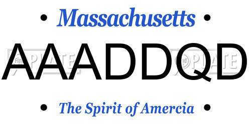 AAADDQD Massachusetts License Plate