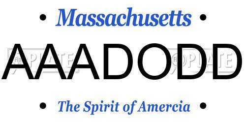 AAADODD Massachusetts License Plate