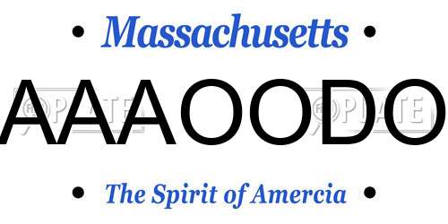 AAAOODO Massachusetts License Plate