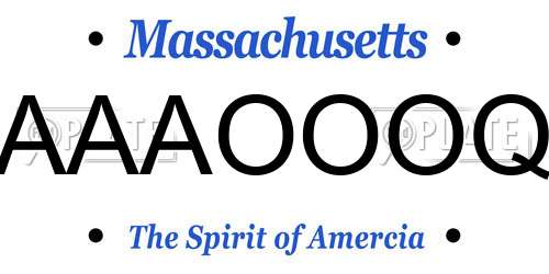 AAAOOOQ Massachusetts License Plate