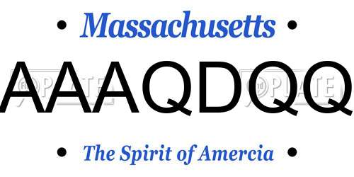 AAAQDQQ Massachusetts License Plate