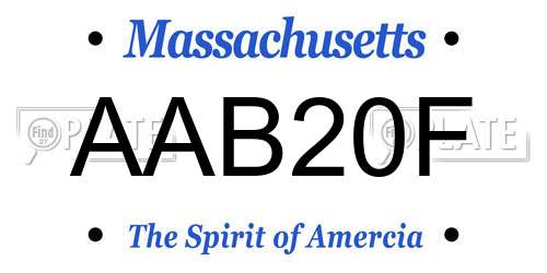 AAB20F Massachusetts License Plate